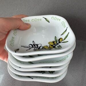 Set of 6 Olive Design Ceramic Dish